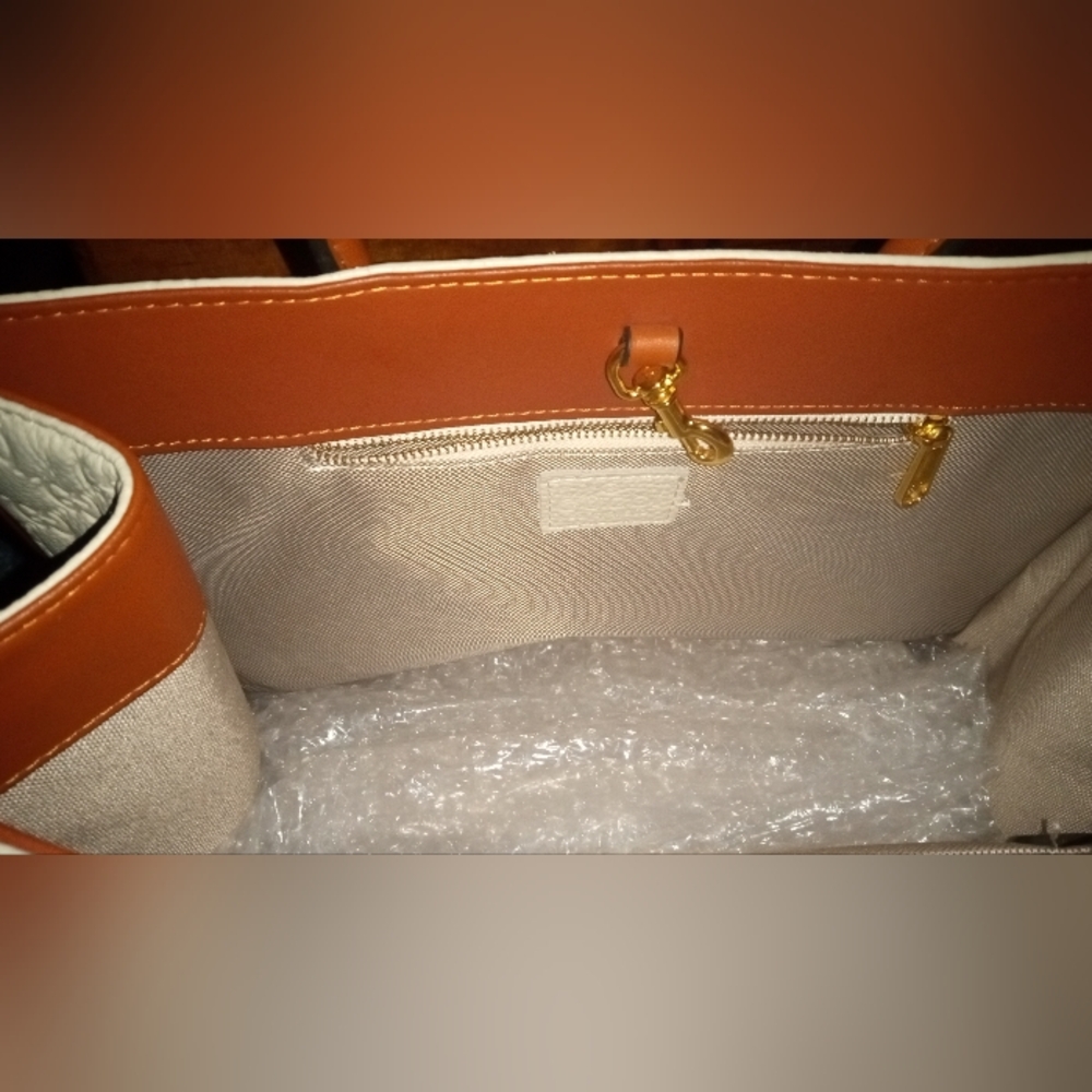 New Gucci FLORENCE Cream and Brown Tote Bag LEATHER - Picture 14 of 15